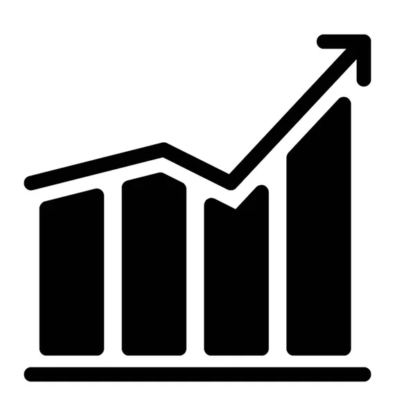 Glyphe Vecteur Icône Graphique Croissance — Image vectorielle