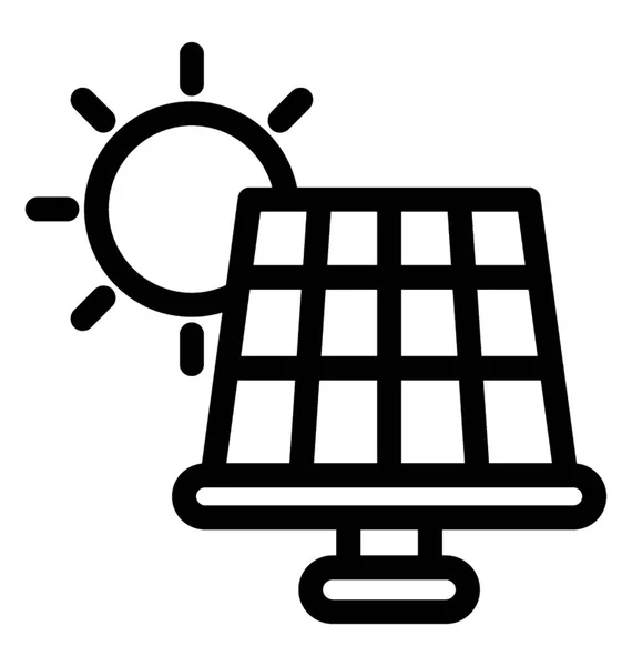 Icône Panneau Solaire Dans Vecteur Ligne — Image vectorielle