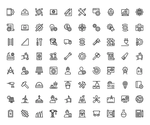 Line Set Manufacture Engineer Production Icons Pack Consists Icons Total — Stock Vector