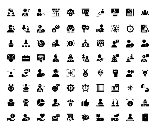 Calidad Personal Gestión Empleados Iconos Sólidos Pack Con Capacidad Para — Archivo Imágenes Vectoriales