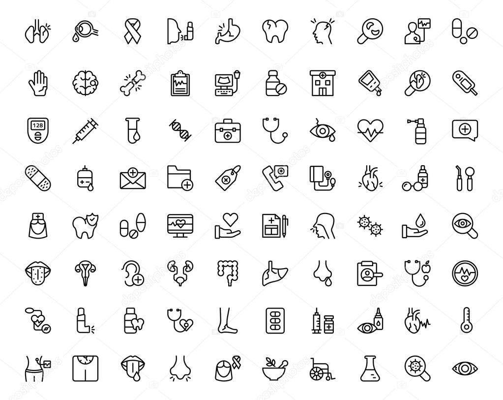 80 diseases, diabetes, heart attack icons pack is here having advantageous vectors. Use these icons and use as per your needs. Don't waste time just grab and use in medical departments and other relevant fields. 