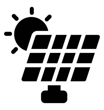 Katı güneş paneli simge vektör