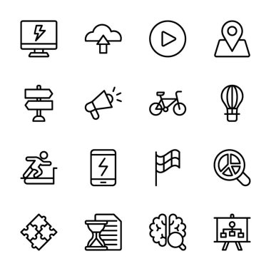 Biz teknolojik simgeleri grafik, sprint, alttan yukarıya ittirmek, beyin, satır simgeler paketi sunuyoruz. Düzenlenebilir simgeleri grafik tasarımı, proje tasarımı ve teknoloji ilerleme vb kullanmak harikasın.