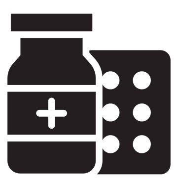 Glif tıp şişe simge vektör