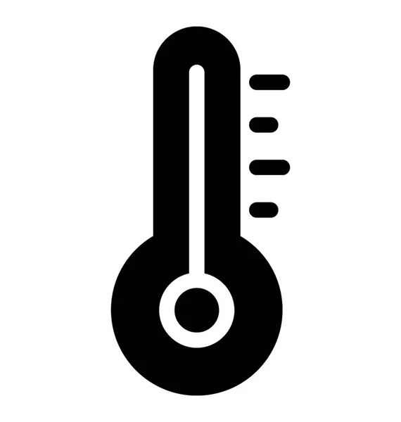 Hőmérő Ikon Vektor Solid Kivitel — Stock Vector