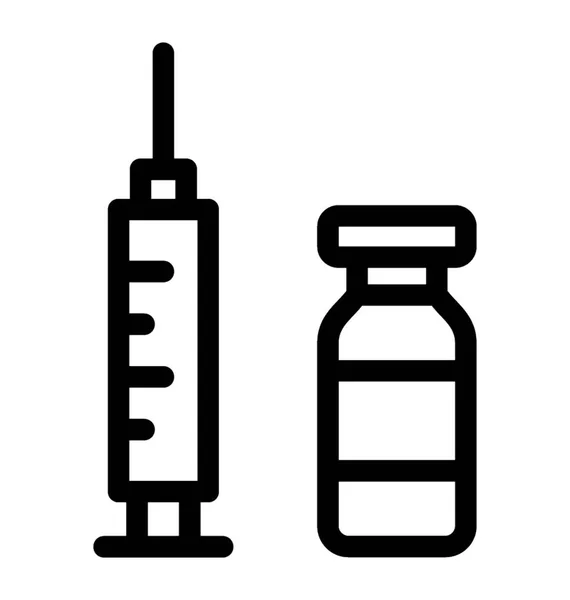 Linea Iniezione Icona Vaccinazione — Vettoriale Stock