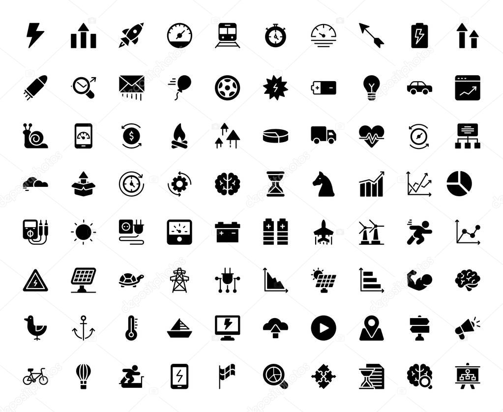 Power, speed, graph, sprint, boost, brain, gain solid icons can utterly be used in graphic designing, power system, template making and much more. Editable icons can be used irrelevant department hence, get accomplishment and stay happy. 