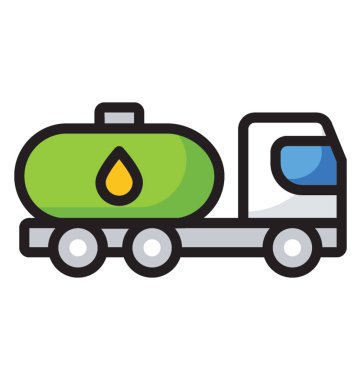 Düz petrol tankeri simge vektör 