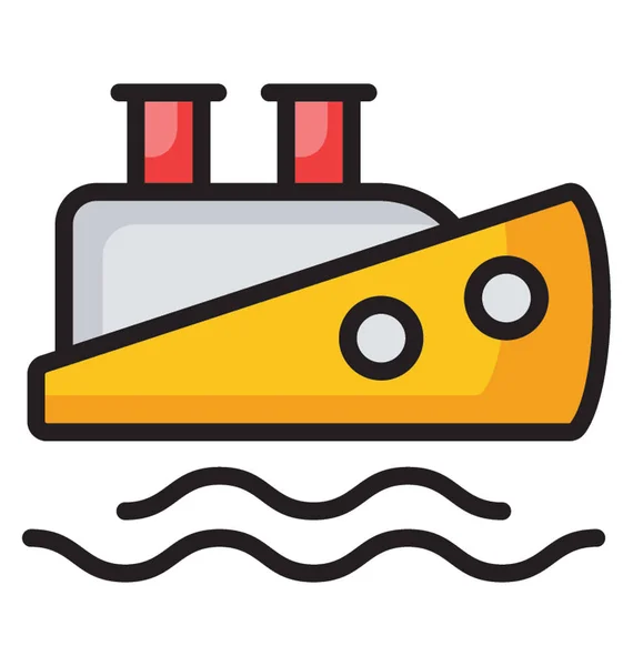 Levering Schip Pictogram Platte Ontwerp — Stockvector