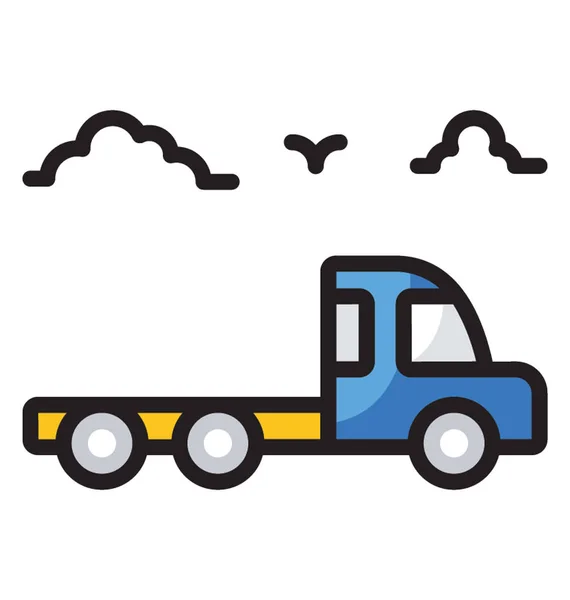 Platte Levering Vrachtwagen Pictogram Vector — Stockvector