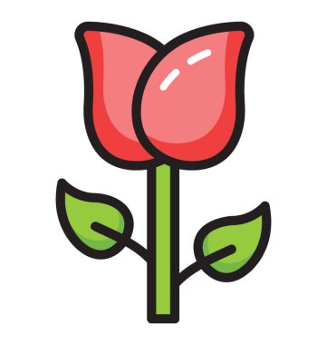 Düz vektör gül simgesi 