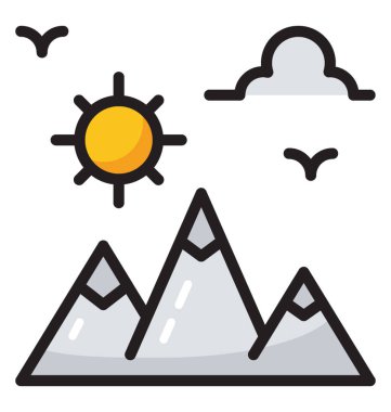 Manzara düz vektör, hill istasyonu simgesi