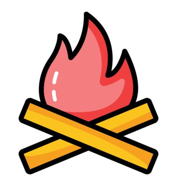 Kamp ateşi kutsal kişilerin resmi içinde düz vektör 