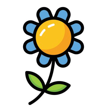 Çiçek düz vektör, ayçiçeği simgesi
