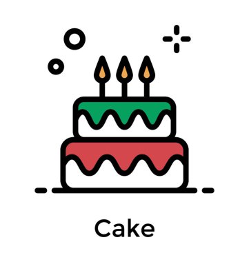 Drippy çikolatalı kek, doğum günü pastası tasarımını düz simgesi