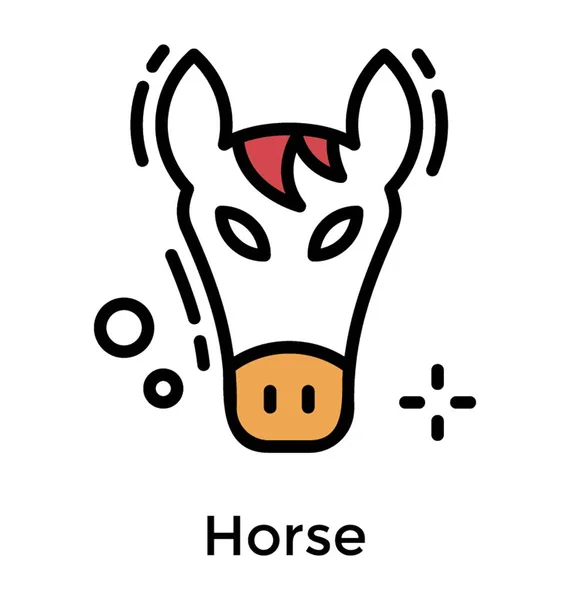 Häst Ansikte Ikon Isolerad Vit Bakgrund — Stock vektor