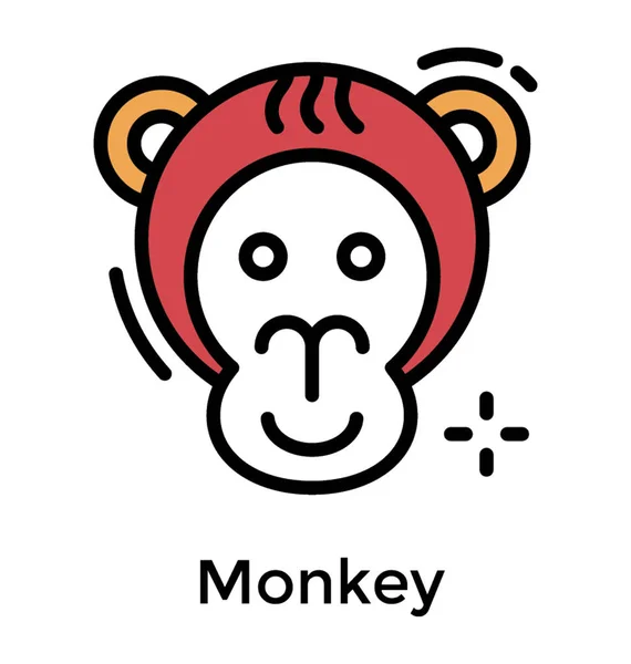 Flat Monkey Face Icon Design — Stock Vector