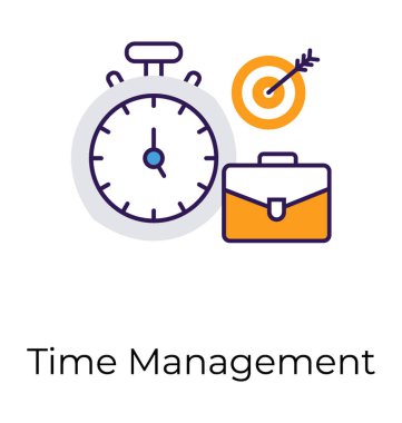 Düz zaman yönetimi simge vektör düz tasarım