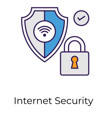 Internet güvenlik simge vektör düz tasarım 