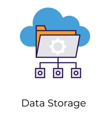 Düz bulut veri depolama simge vektör