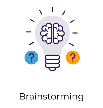 Beyin fırtınası simge vektör düz tasarım 