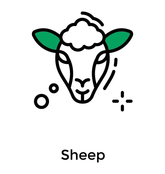 Icône Plate Visage Mouton Isolé Sur Fond Blanc — Image vectorielle