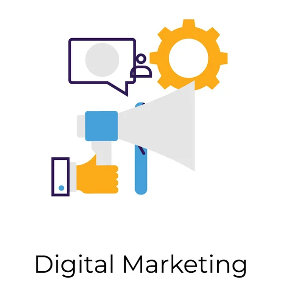 Vector Icono Marketing Digital Plano — Vector de stock