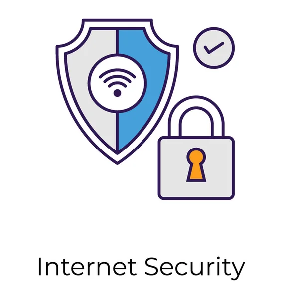 Internet Güvenlik Simge Vektör Düz Tasarım — Stok Vektör