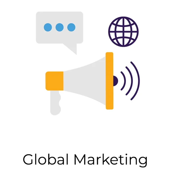 글로벌 마케팅 아이콘 디지털 마케팅 크리에이 콘텐츠 아이콘 스폰서 확성기 — 스톡 벡터