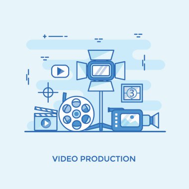 Video prodüksiyon vektör çizim tasarım