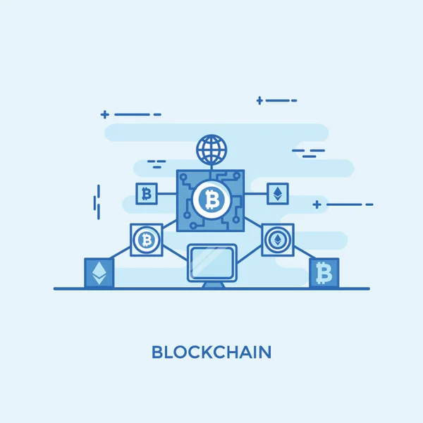 Design Ilustrativo Blockchain — Vetor de Stock