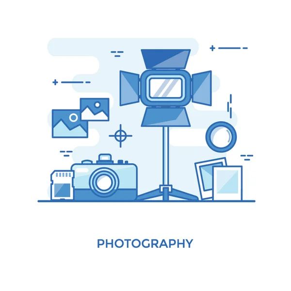 Concepto Producción Mediática Ilustración Fotográfica — Vector de stock