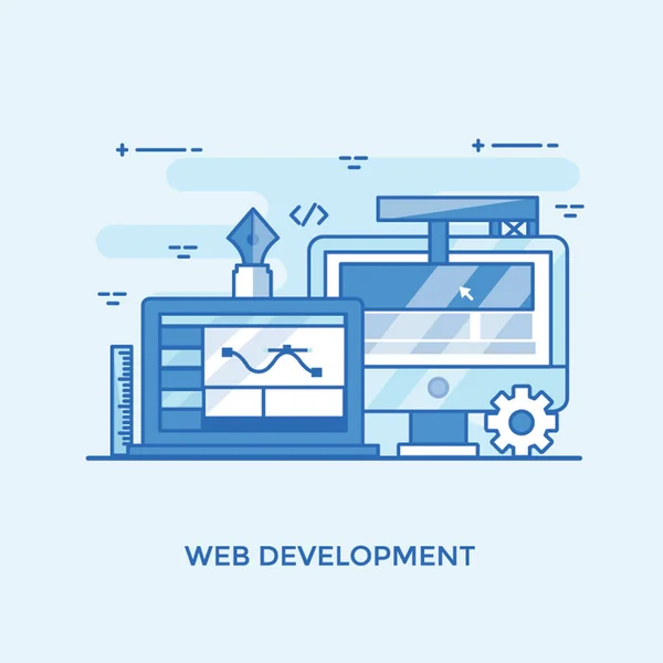 Processo Desenvolvimento Software Ilustração Web Design — Vetor de Stock