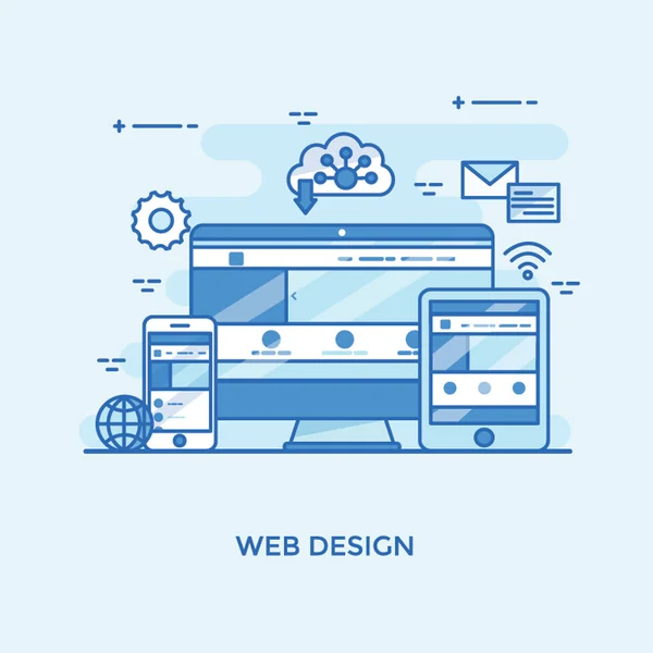 Proces Vývoje Softwaru Web Design Ilustrace — Stockový vektor