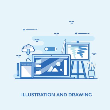 Grafik belirtir illüstrasyon tasarımı ve kavram çizim  