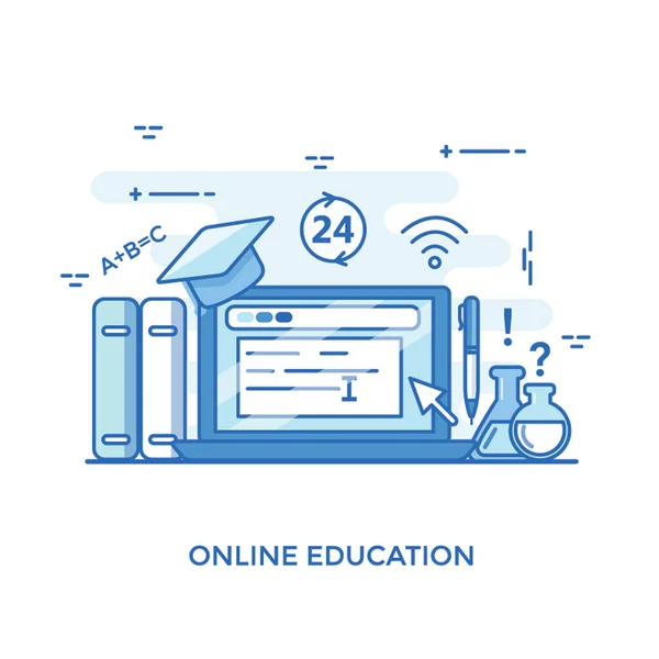 Educazione Virtuale Illustrazione Dell Educazione Online — Vettoriale Stock