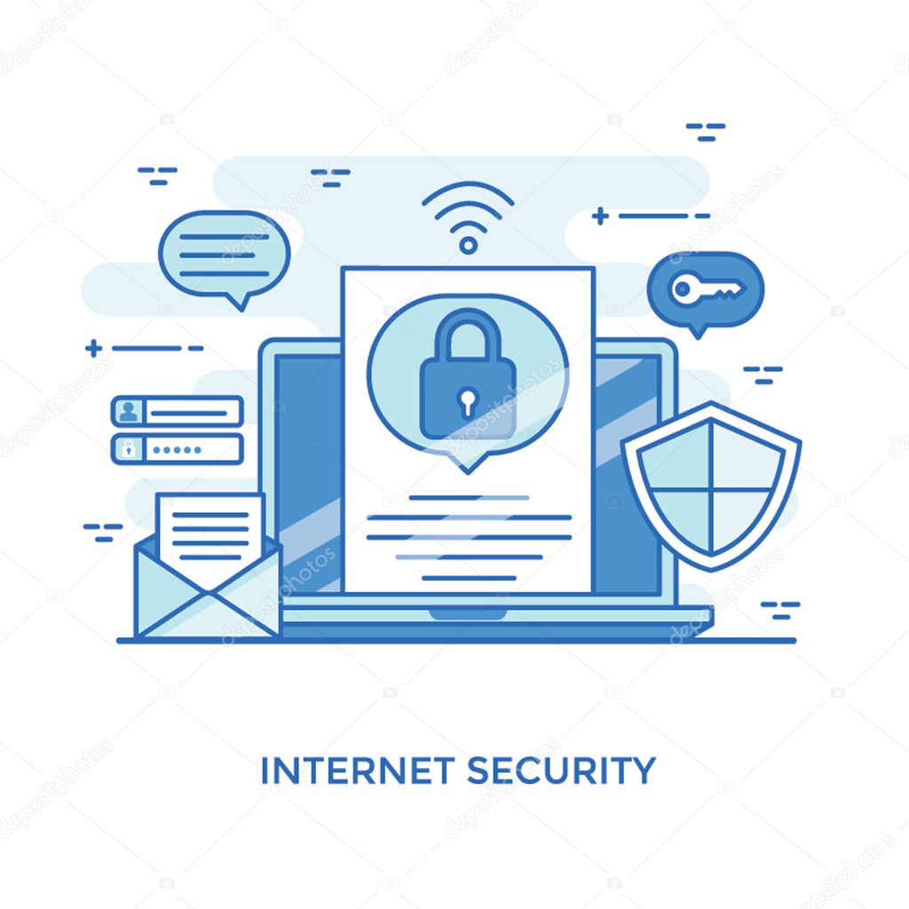 Internet security, network protection illustration