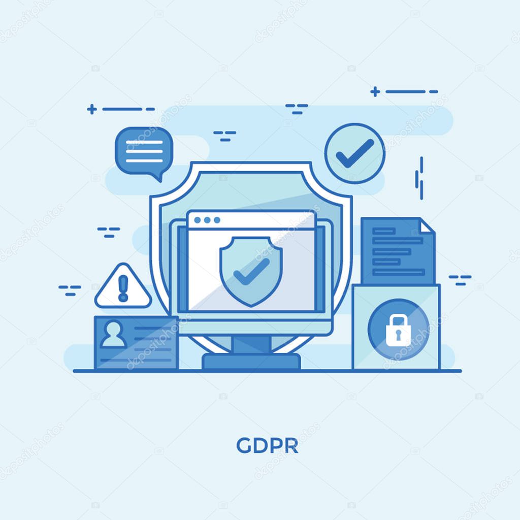 Gdpr concept, safety and protection illustration