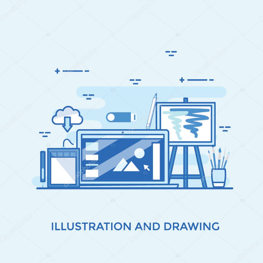 Graphic designing denoting illustration and drawing concept  
