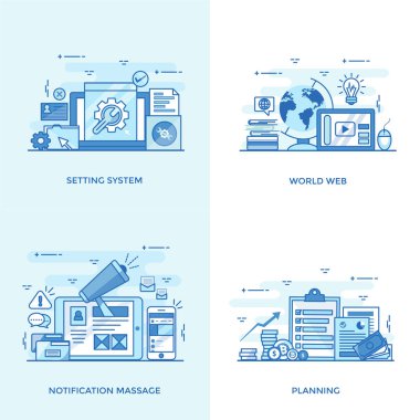 Modern kavramları vektör çizim bir paket It, internet, e-ticaret modern yaklaşımlar ve çok daha fazlası ile ilgili görseller ile dolu.  