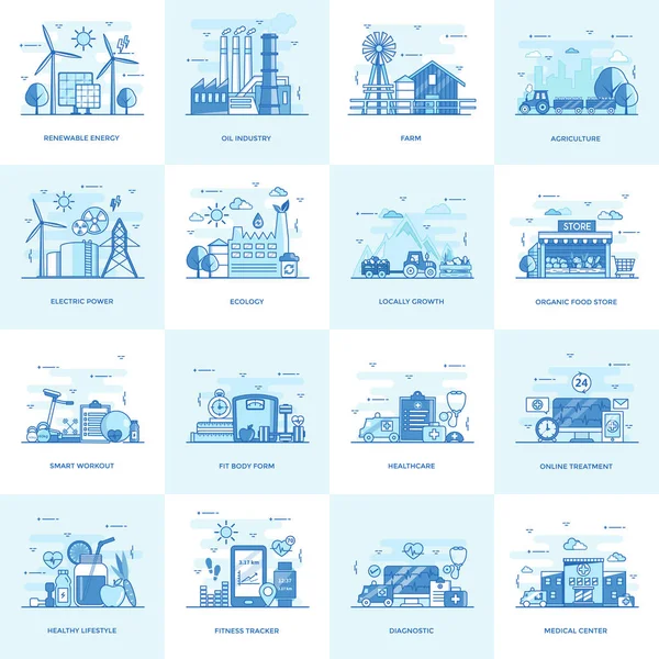 Pacchetto Concetti Moderni Illustrazione Vettoriale Pieno Immagini Relative Approcci Modernizzati — Vettoriale Stock