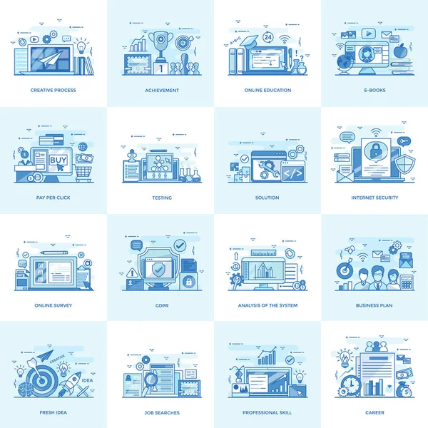 Pack Concepts Modernes Illustration Vectorielle Est Rempli Avec Les Visuels — Image vectorielle