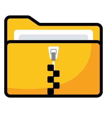 ZIP Klasör simgesinin düz vektör