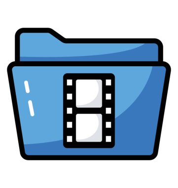 Düz vektör video klasör simgesinde