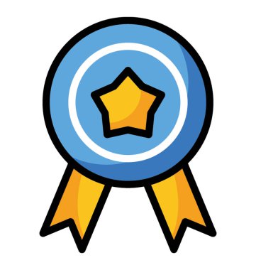 Yıldızlı rozet simge düz tasarım.