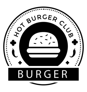 Burger logosu, Gıda damga vektör simgesi