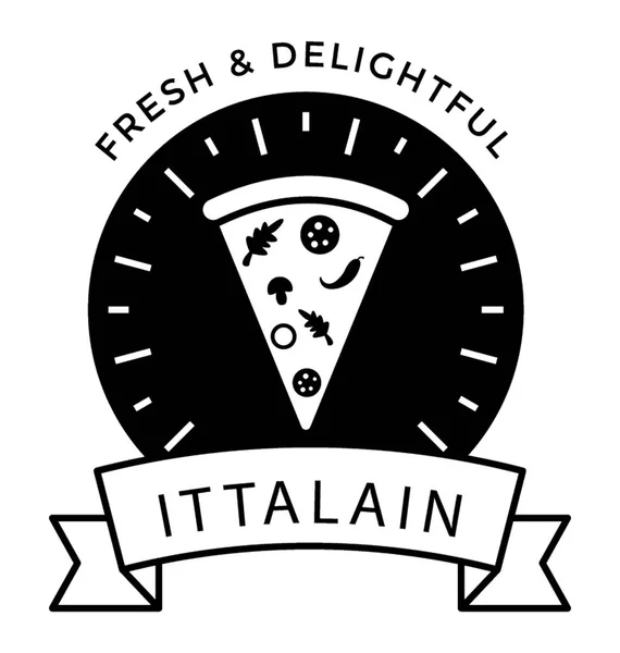 Icono Pizza Italiana Diseño Glifo — Vector de stock
