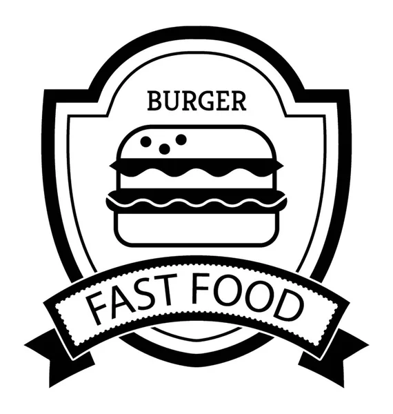 Logo Hamburguesa Icono Del Vector Sello Alimentos — Vector de stock