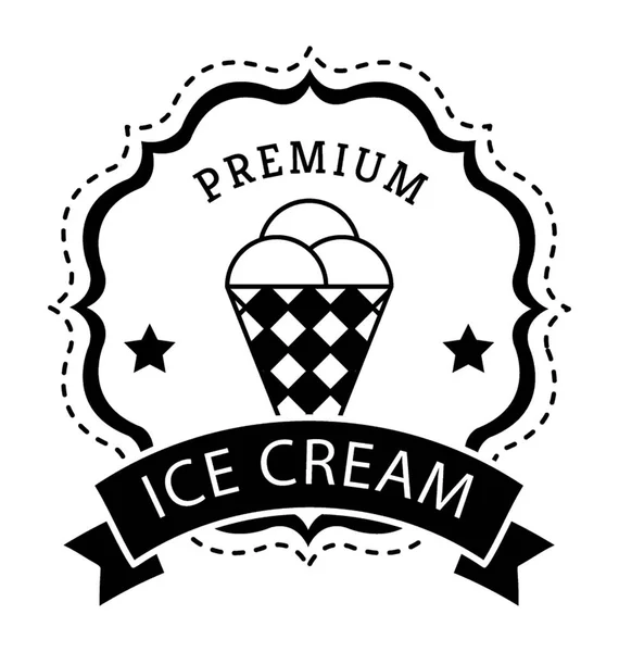 Ice Cream Badge Élelmiszer Pecsét Ikon — Stock Vector