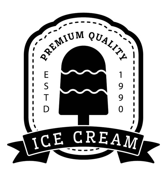 Ice cream badge, food stamp icon 